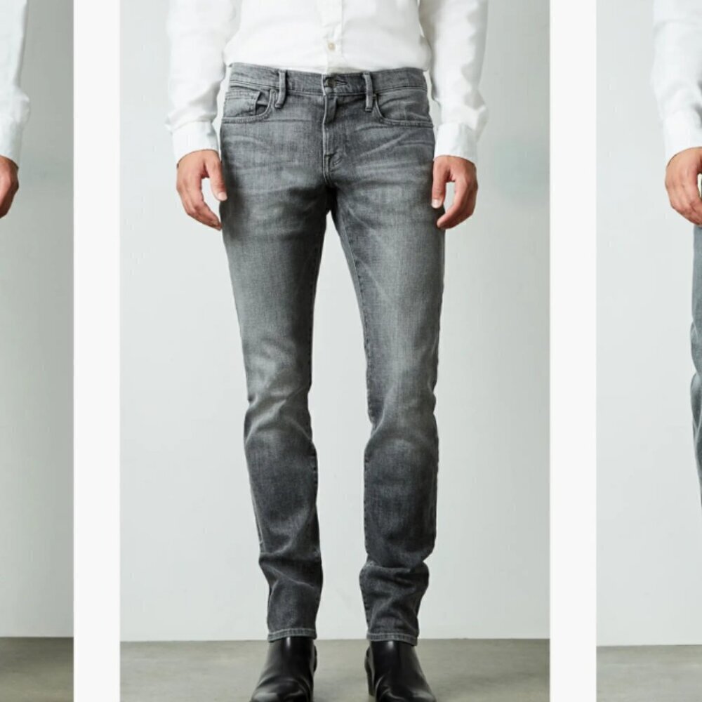 FRAME Men's Gray Black L'homme Slim Fit Jeans, Bedwell In Badlands Size 32 Short